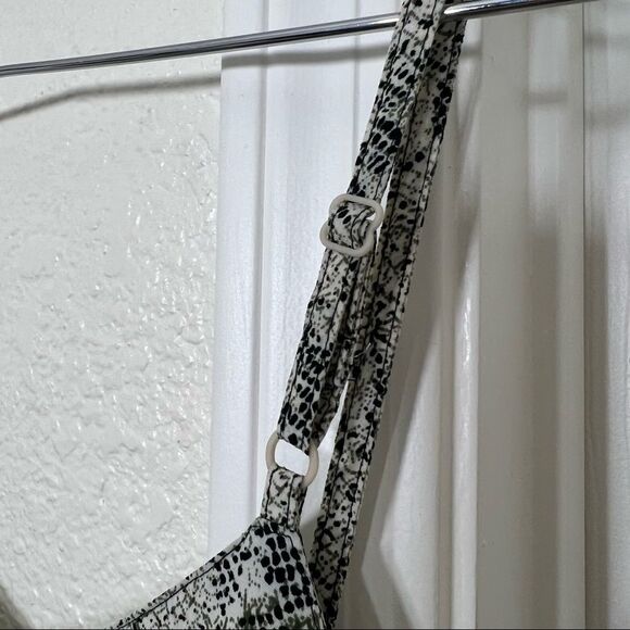 Vintage 90’s Slip Dress Snakeskin Print Ruffle Hem V-neck Mini Dress Size - Picture 6 of 13